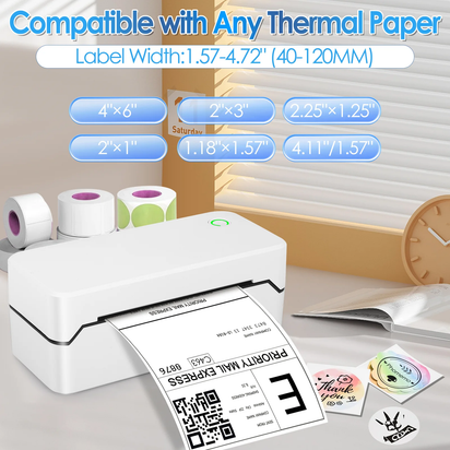 Bluetooth Thermal Shipping Label Printer, Wireless 4X6 Label Printer for Shipping Package and Small Business, Compatible with Android Ios Windows Mac, High Speed Labels Maker Printer
