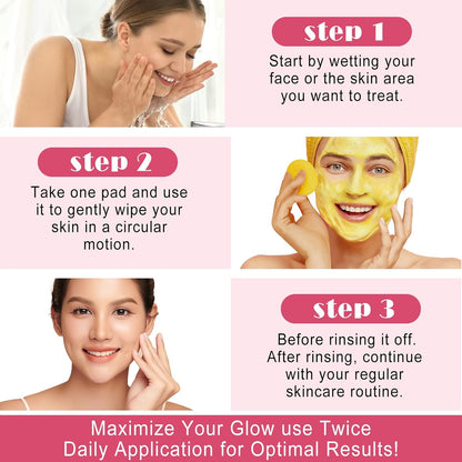 120 Pads Kojic Acid and Turmeric Cleansing Pads,Turmeric Cleansing Pads Balance Skin Oil and Water,Gentle & Non-Irritating,For Body'S Skin
