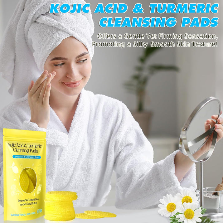 120 Pads Kojic Acid and Turmeric Cleansing Pads,Turmeric Cleansing Pads Balance Skin Oil and Water,Gentle & Non-Irritating,For Body'S Skin