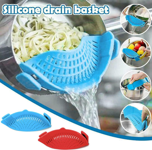 2 Pcs Clip on Strainers, Pot Strainer for Pasta Meat Vegetables Fruit, Silicone Strainer - Fit All Pots and Bowls.