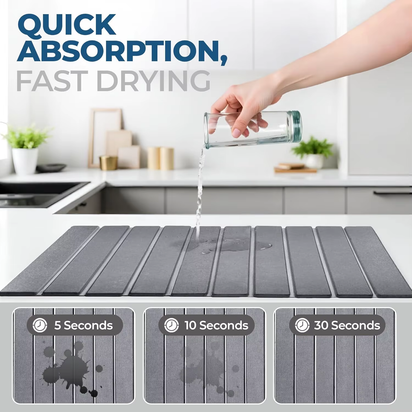 Large Fast Absorbent Stone Quick Drying Mat for Kitchen Counter Collapsible Diatomaceous Earth Dish Drying Stone Dish Drying Mat