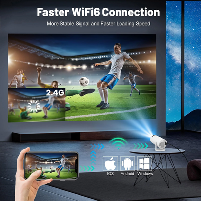 Mini Projector with Wifi and Bluetooth, 4K Outdoor Projector with 180°Adjustable Stand, Auto Keystone Movie Projector Compatible with TV Stick/Ios/Android/Laptop, Portable 1080P Full HD Proyector