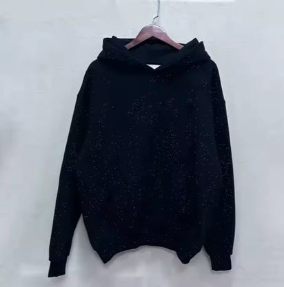 Rhinestone Shiny Loose Pullover Hoodie