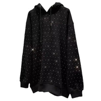 Rhinestone Shiny Loose Pullover Hoodie