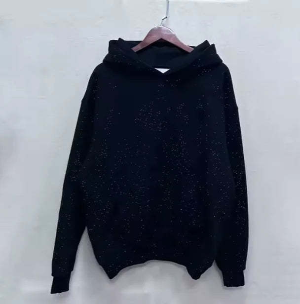 Rhinestone Shiny Loose Pullover Hoodie