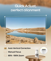 Projector 4K 1080P Supported with Wifi and Bluetooth, Portable Mini Projector, 180° Rotatable Home Theater, Compatible for Laptop, PC, Smartphone