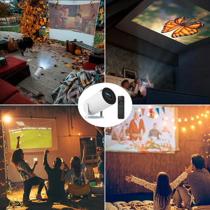 Mini Projector with Wifi and Bluetooth, 4K Outdoor Projector with 180°Adjustable Stand, Auto Keystone Movie Projector Compatible with TV Stick/Ios/Android/Laptop, Portable 1080P Full HD Proyector