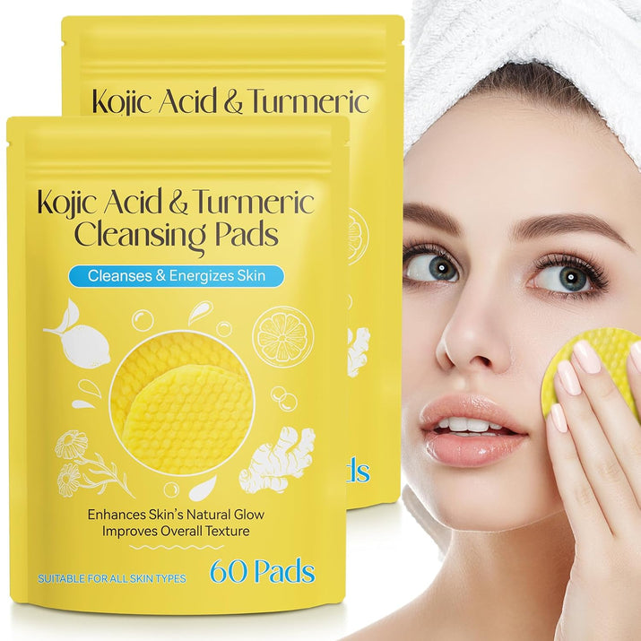 120 Pads Kojic Acid and Turmeric Cleansing Pads,Turmeric Cleansing Pads Balance Skin Oil and Water,Gentle & Non-Irritating,For Body'S Skin