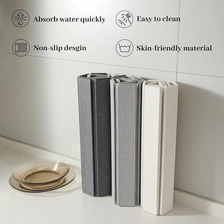 Large Fast Absorbent Stone Quick Drying Mat for Kitchen Counter Collapsible Diatomaceous Earth Dish Drying Stone Dish Drying Mat