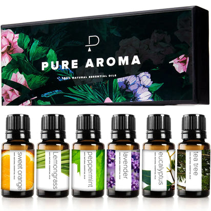 Pure Aroma Essential oils - Top 6 Aromatherapy Oils Gift Set-6 Pack