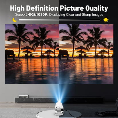 Mini Projector with Wifi and Bluetooth, 4K Outdoor Projector with 180°Adjustable Stand, Auto Keystone Movie Projector Compatible with TV Stick/Ios/Android/Laptop, Portable 1080P Full HD Proyector