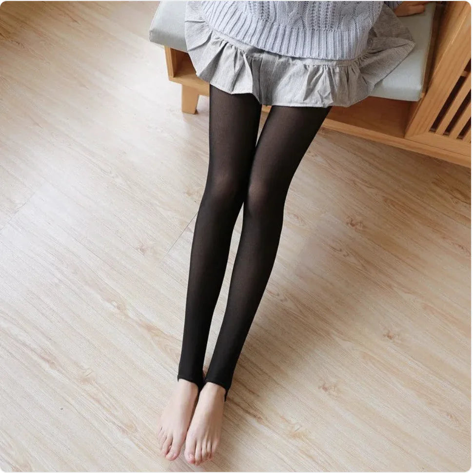 High-Waisted Sheer Fleece-Lined Tights & Leggings