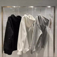 Rhinestone Shiny Loose Pullover Hoodie